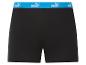 Shorts noirs Puma avec bande turquoise.
