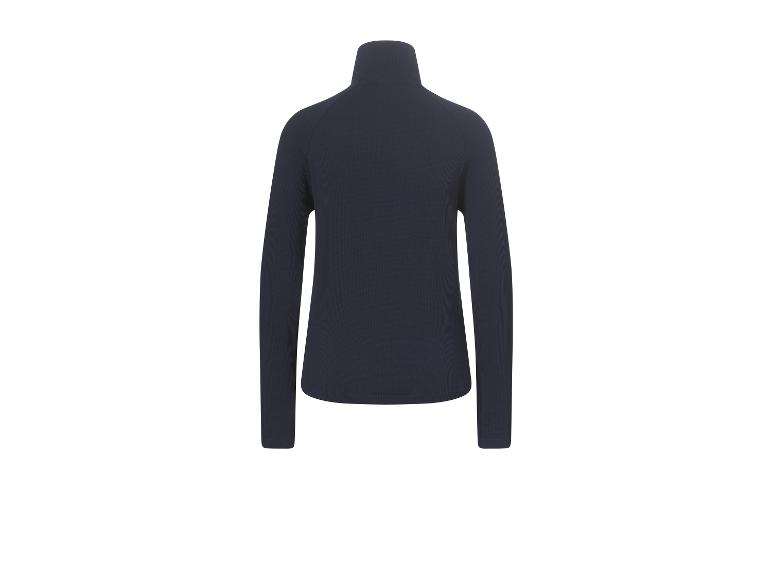 Een donkerblauwe longsleeve met hoge kraag.