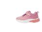 Chaussures de sport roses pour filles avec fermeture auto-agrippante et détails cœurs.