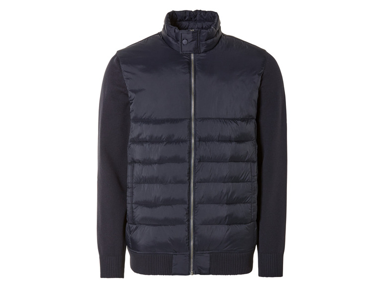 Une veste bomber bleu marine avec une doublure matelassée.