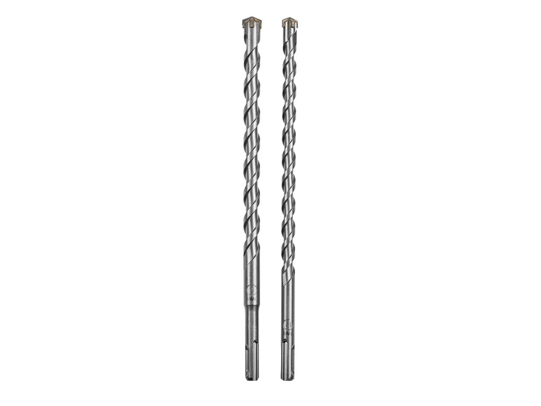 Twee betondrillen, een met een diameter van 8mm en een met een diameter van 12mm.