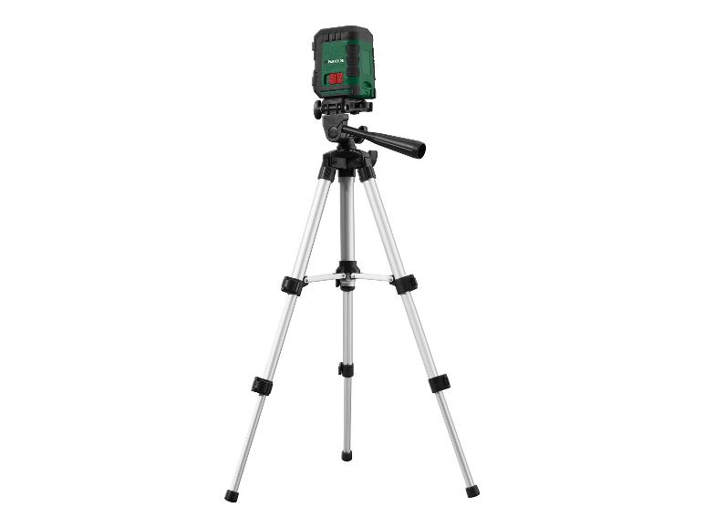 Parkside kruislijnlaser op statief voor nauwkeurige metingen.
