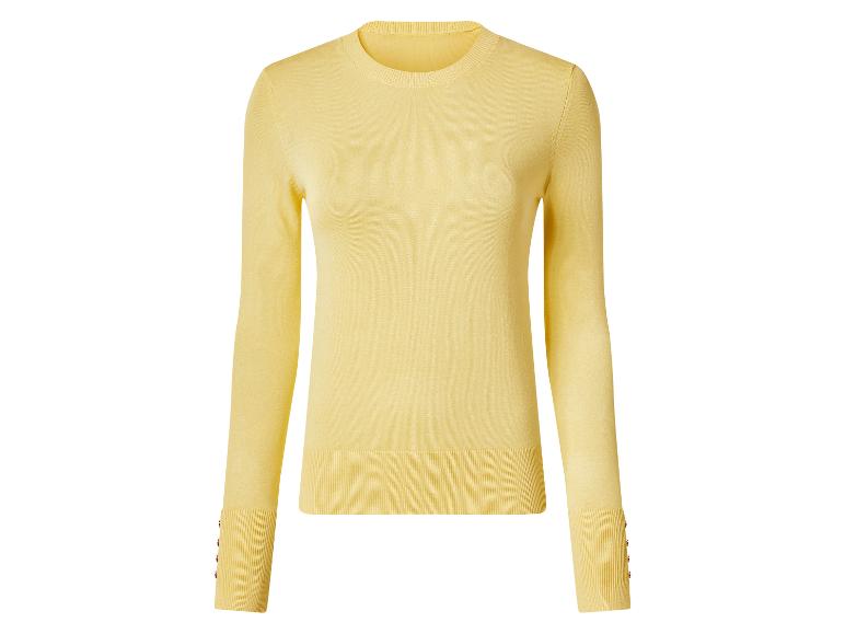 Pull jaune à manches longues et col rond avec poignets et ourlet côtelés