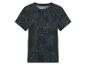 T-shirt à manches courtes, imprimé tropical vert et bleu marine.