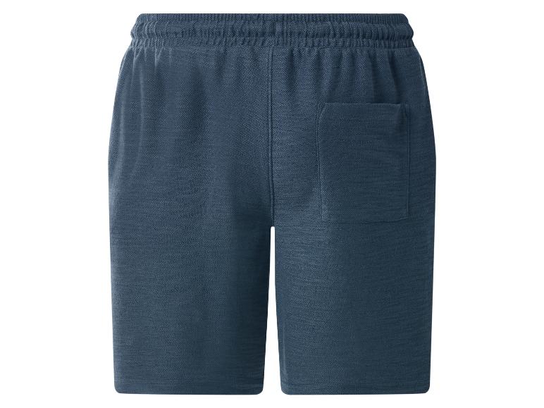 Blauwe sweatshorts met elastische tailleband en achterzak.