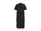 Robe longue noire à manches courtes, vue arrière.