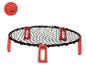 Ensemble de volley-ball avec filet rond et ballon rouge.