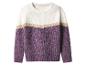 Pull en maille color block blanc, doré et violet
