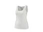 Débardeur blanc pour femme avec col rond et silhouette ajustée.