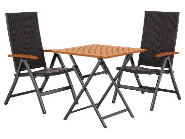 LIVARNO® Ensemble de jardin »Valencia«: Table pliante avec 2 fauteuils pliants