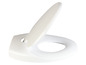 Een witte toiletbril met soft-close functie.