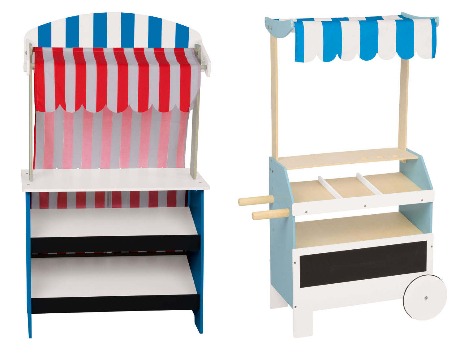 Playtive 2-in-1 houten winkeltje en poppenkast of marktwagen