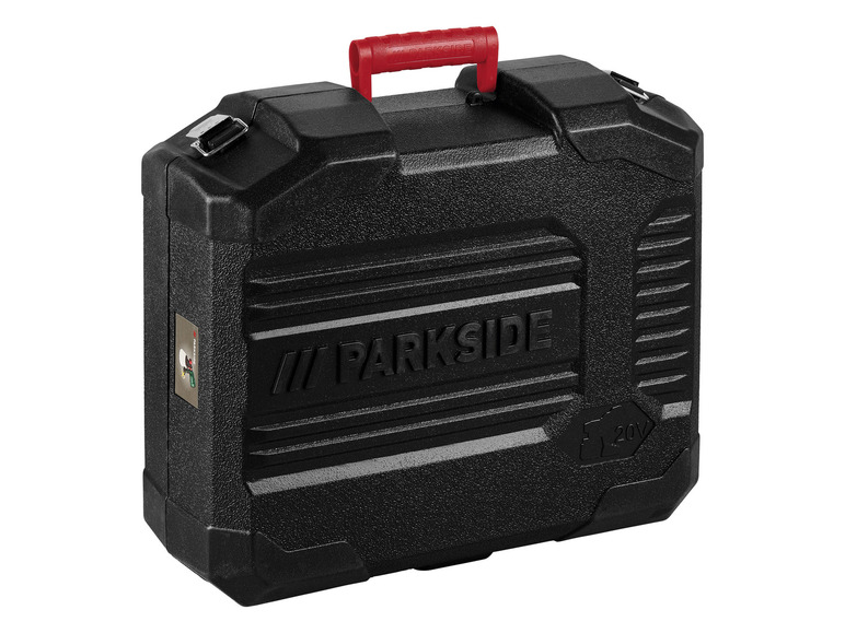 Une boîte de rangement noire pour outils Parkside.