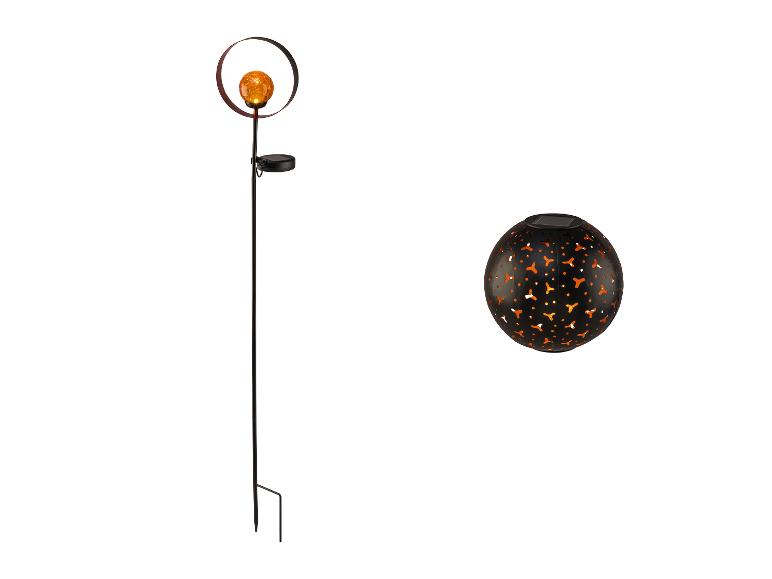 Decoratieve solar prikspot met craquelé glazen bol en solar bollicht met uitsparingen