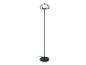 Zwarte staande lamp met grijze kap.