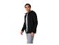 Sweat à capuche noir pour homme et pantalon de survêtement gris sur fond blanc.
