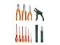 Een set Parkside gereedschap met tangen, schroevendraaiers en een kabelstripper.