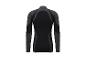 Zwart sportshirt met lange mouwen en grijze gestreepte details.