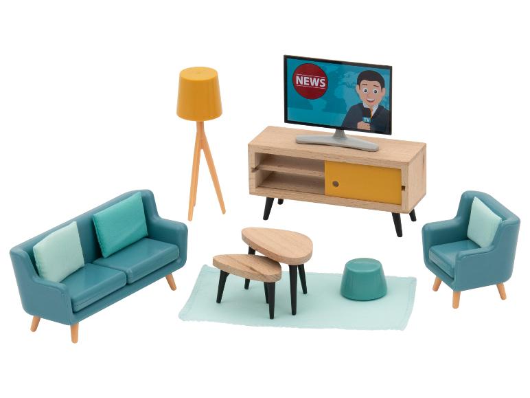 Houten accessoires voor haar Lidl poppenhuis - WOONKAMER