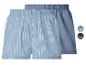 Deux boxers bleus, un rayé et un uni.