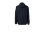 Donkerblauw sportjack met capuchon.