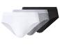 Lot de trois slips pour hommes en blanc, gris et noir.