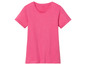 Een roze T-shirt met korte mouwen.