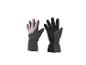 Une paire de gants noirs et roses avec des poignets élastiques.