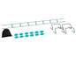 Een trainingsset met een agility ladder, drie paar horden en kegels.