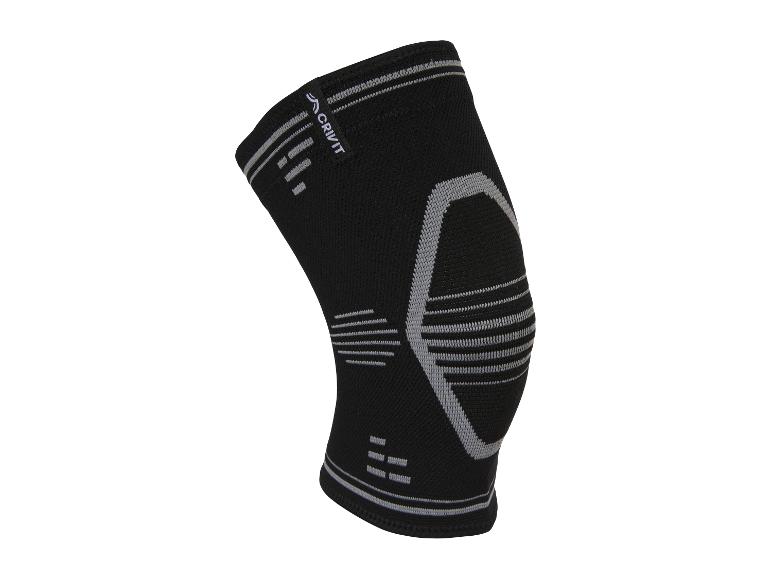Zwarte compressie kniebrace met grijze details voor sport