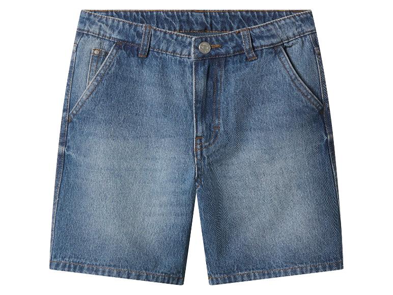 Short en jean bleu pour garçons avec taille élastique et poches.