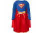 Déguisement enfant Supergirl bleu et rouge avec logo Superman et taille dorée.