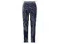 Damesbroek in marineblauw met witte strepen en elastische tailleband.