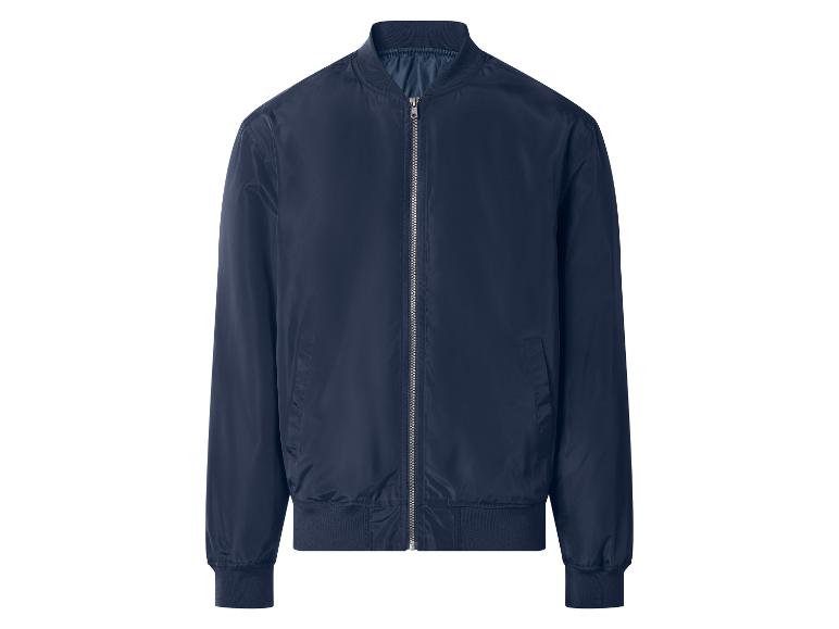 Blouson bomber bleu foncé pour homme avec fermeture éclair