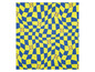 Een gele en blauwe checkered doek met het Lidl logo.