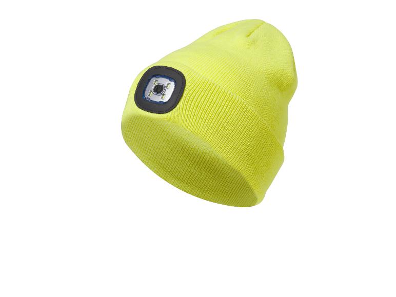 Gele muts met geïntegreerd LED-licht