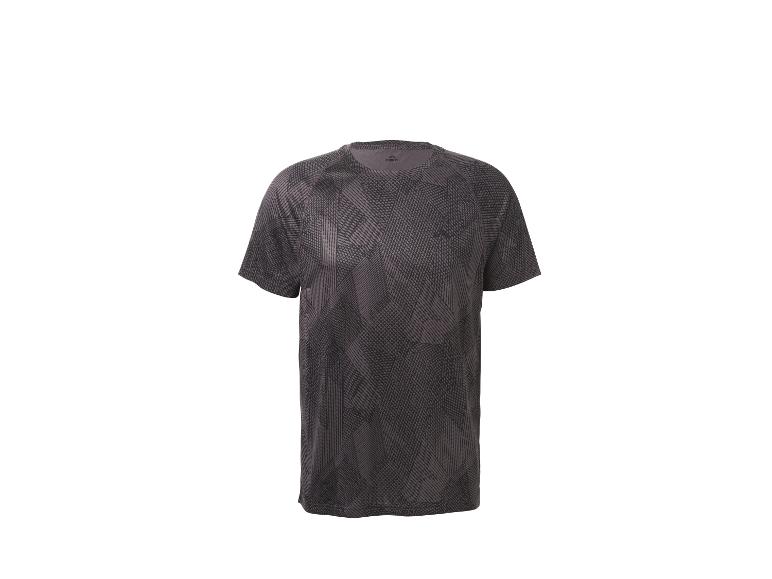 Donkergrijs sportshirt met korte mouwen en geometrisch patroon