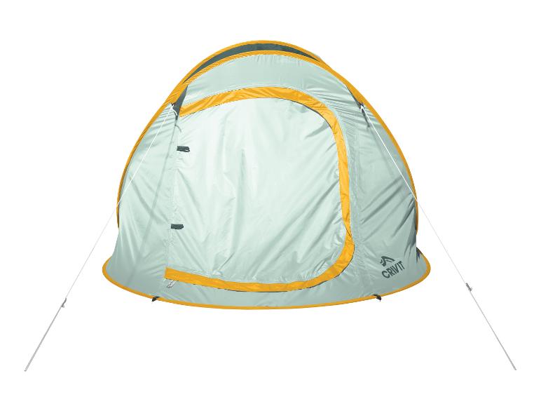 Groen-gele Crivit tent voor kamperen.