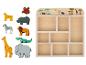 Houten sorteerspel met Afrikaanse wilde dieren en opbergrek.