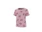 Roze T-shirt met korte mouwen en strikjespatroon.