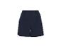 Dames marineblauwe shorts met elastische tailleband en plooien.