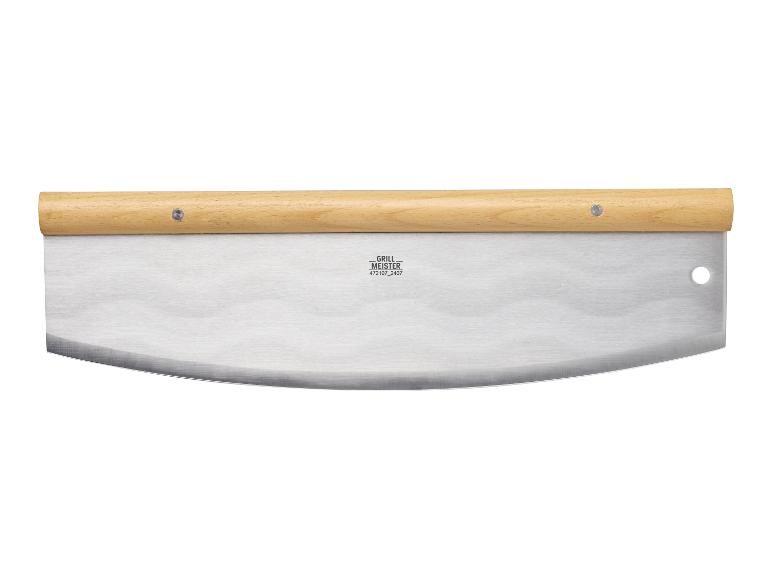 Grill Meister pizzames: roestvrijstalen mes met houten handvat.