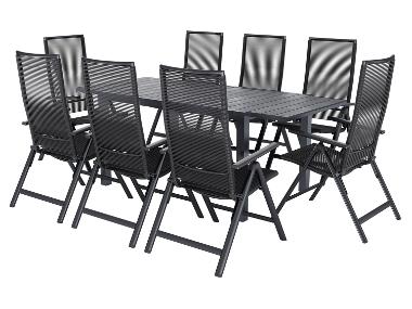 LIVARNO® Ensemble de jardin »Miami«: Table de jardin extensible avec 8 fauteuils pliants