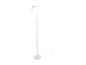 Witte staande lamp met verstelbare arm.