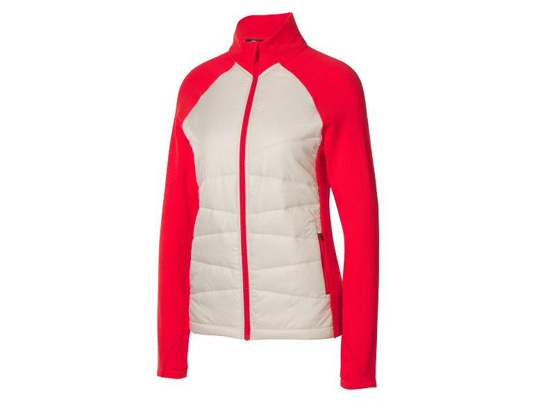 Rood-wit gewatteerd damesjack met lange mouwen