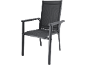 Donkergrijze tuinstoel met zitting en rugleuning van mesh