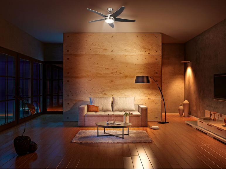 Aller en mode plein écran LIVARNO home Ventilateur de plafond, avec ampoule LED, montage des pales au choix - Photo 4