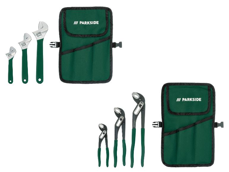 PARKSIDE verstelbare moersleutels en tangen set in een groen etui.