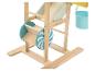 Ensemble de jeu en bois pour l'eau et le sable avec toboggans, roue à eau et seau.