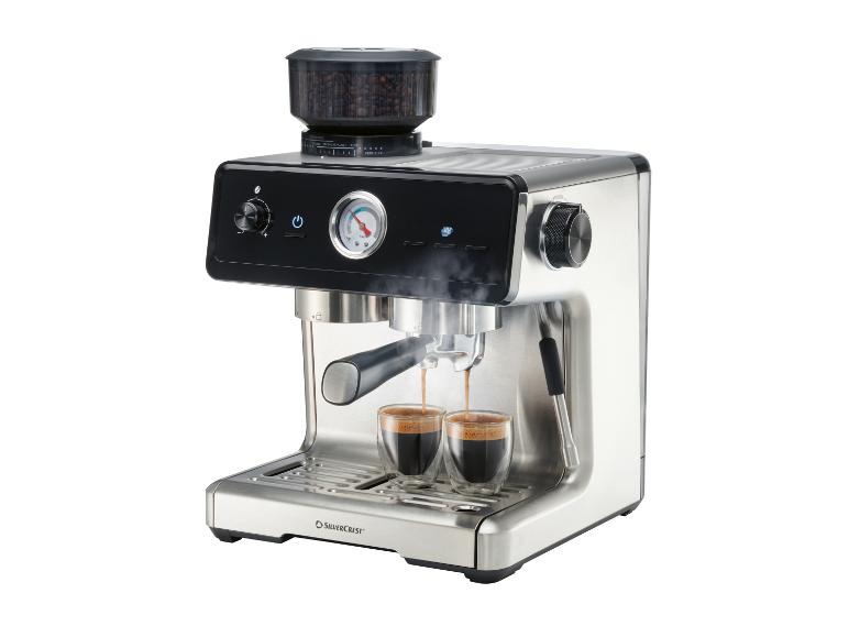 SilverCrest koffiezetapparaat met geïntegreerde molen, dat twee koffies zet.